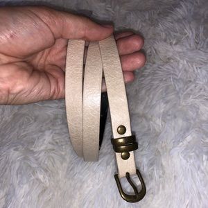 Cream colored skinny belt